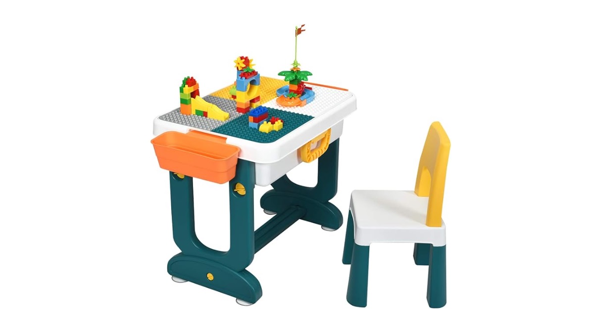 Costzon 5 in 1 Kids Multi Activity Table and Chair Set for LEGO building. 