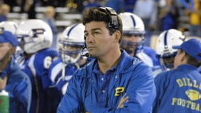 Coach Taylor on the sidelines in Friday Night Lights