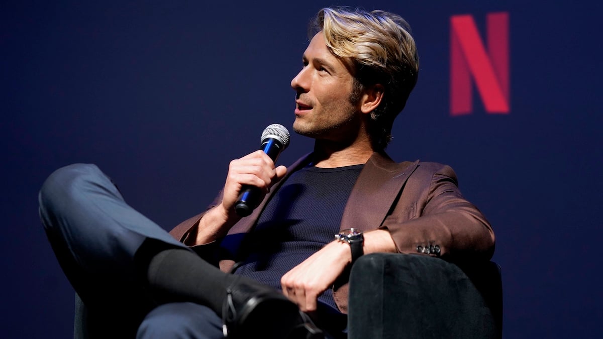 glen powell sitting