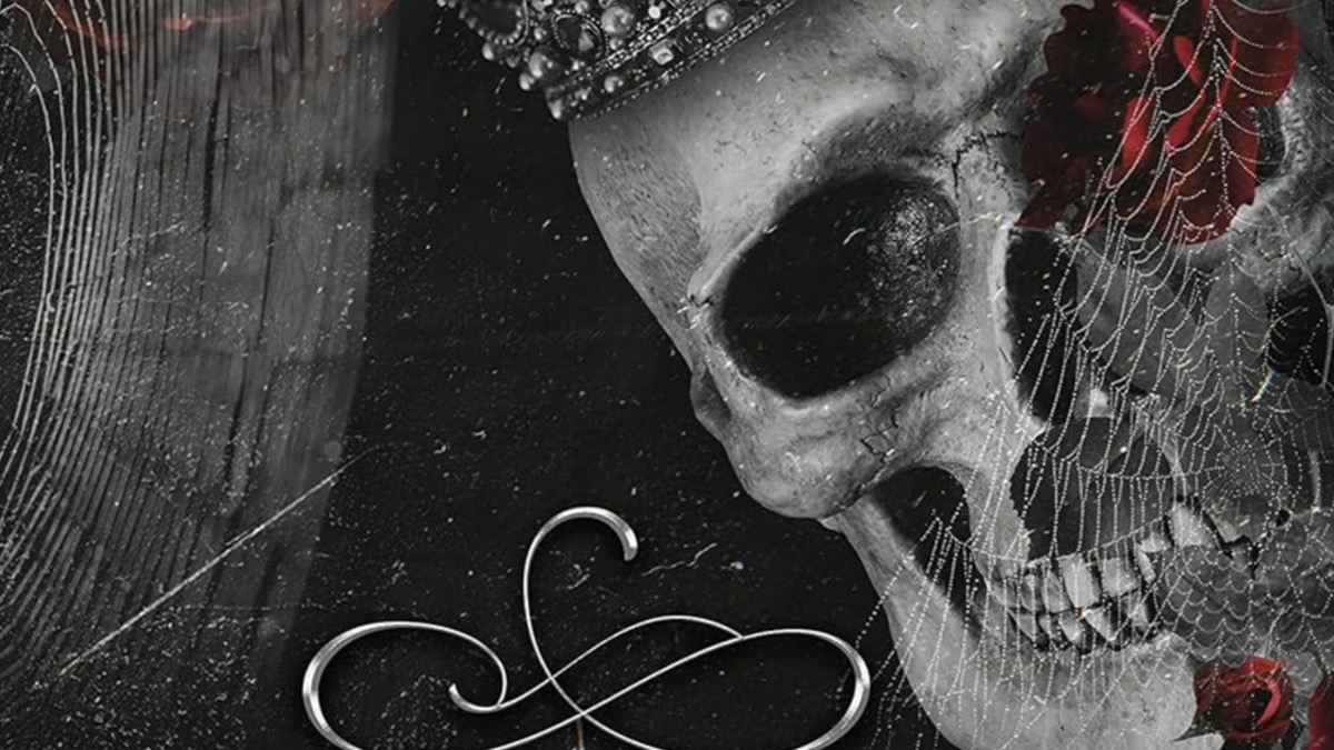 A skull and flowers from the cover of "Haunting Adeline"