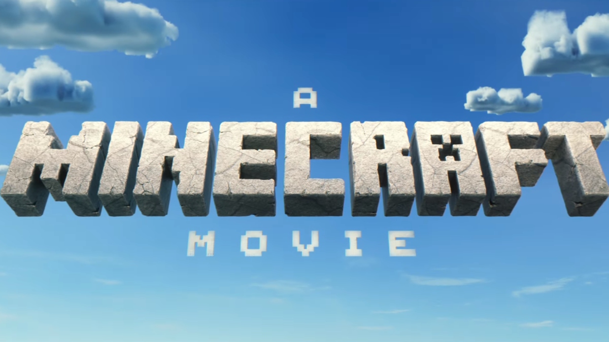 The words: 'A Minecraft Movie' in the sky