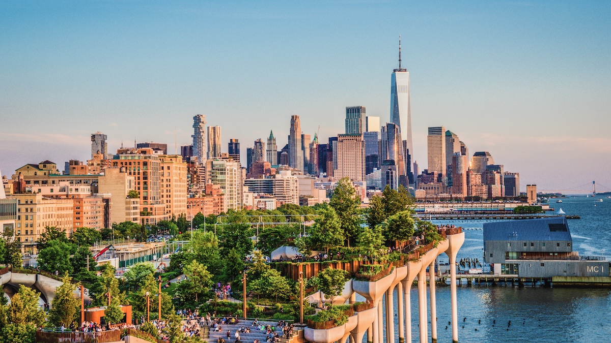 part of new york city from little island