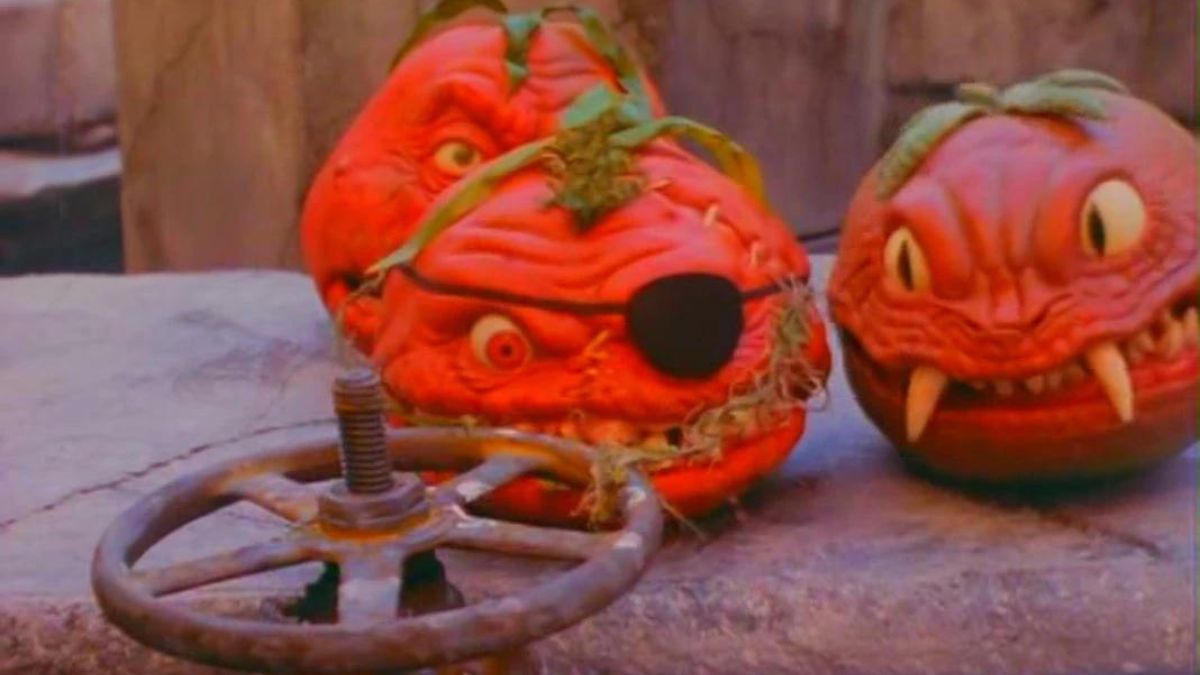 A trio of sinister-looking tomatoes from Attack of the Killer Tomatoes. 