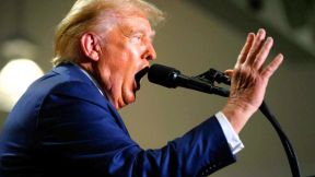 ERIE, PENNSYLVANIA - SEPTEMBER 29: Republican presidential nominee, former President Donald Trump speaks at a campaign rally at the Bayfront Convention Center on September 29, 2024 in Erie, Pennsylvania. Trump continues to campaign in battleground swing states ahead of the November 5 election. (Photo by Jeff Swensen/Getty Images)