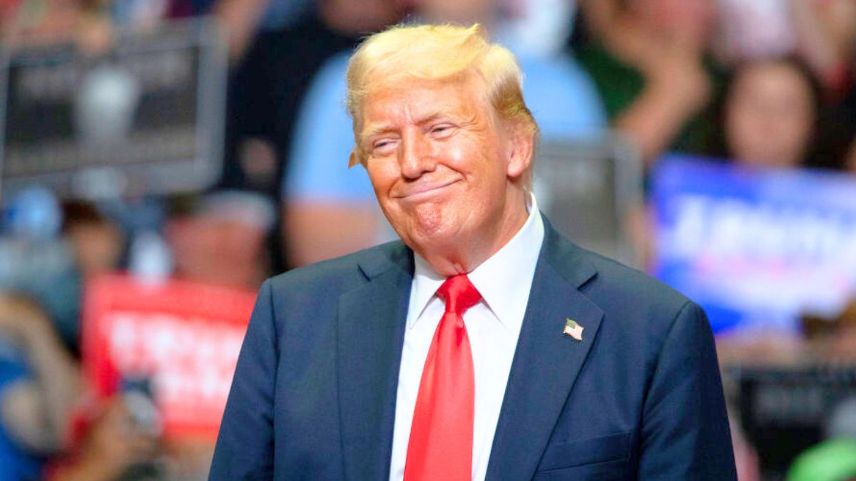 Republican Presidential nominee former President Donald J. Trump holds his first public campaign rally with his running mate, Vice Presidential nominee U.S. Senator J.D. Vance (R-OH) (not pictured), at the Van Andel Arena on July 20, 2024 in Grand Rapids, Michigan. This is also Trump's first public rally since he was shot in the ear during an assassination attempt in Pennsylvania on July 13.