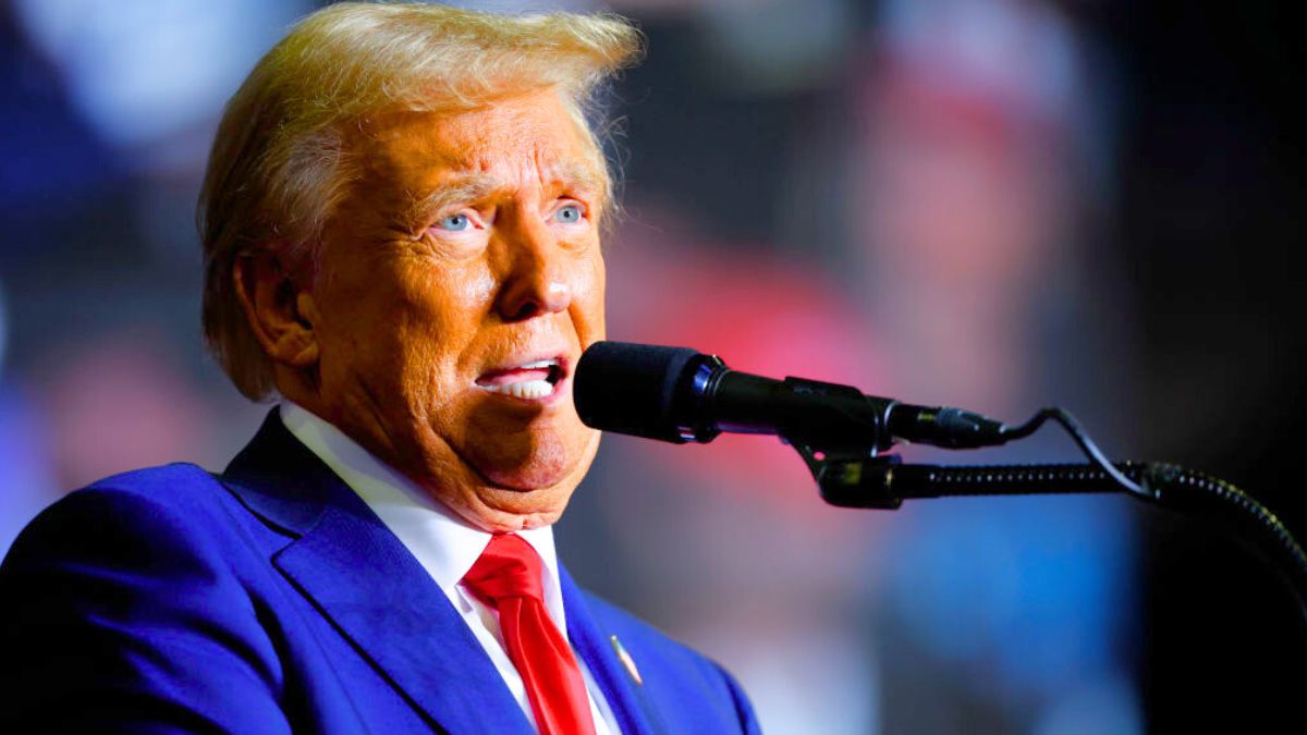 ALLENTOWN, PENNSYLVANIA - OCTOBER 29: Republican presidential nominee, former President Donald Trump speaks at a campaign rally at The PPL Center on October 29, 2024 in Allentown, Pennsylvania. With one week until Election Day, Trump is campaigning for re-election in the battleground state of Pennsylvania. (Photo by Chip Somodevilla/Getty Images)