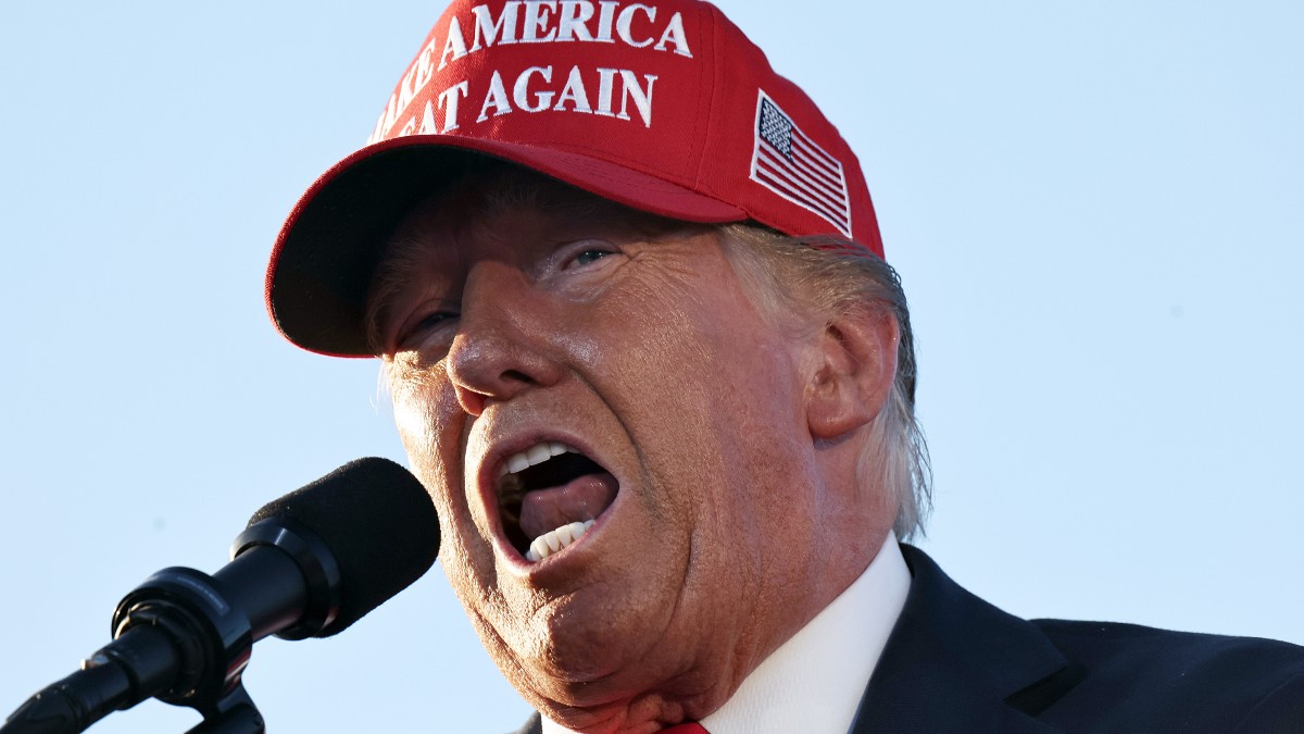 Donald Trump speaking at a rally in Coachella, California