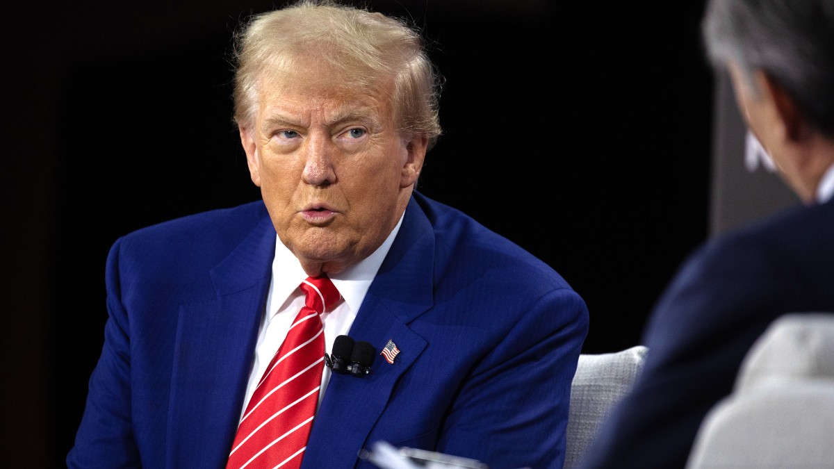 Donald Trump during an interview at the Economic Club of Chicago