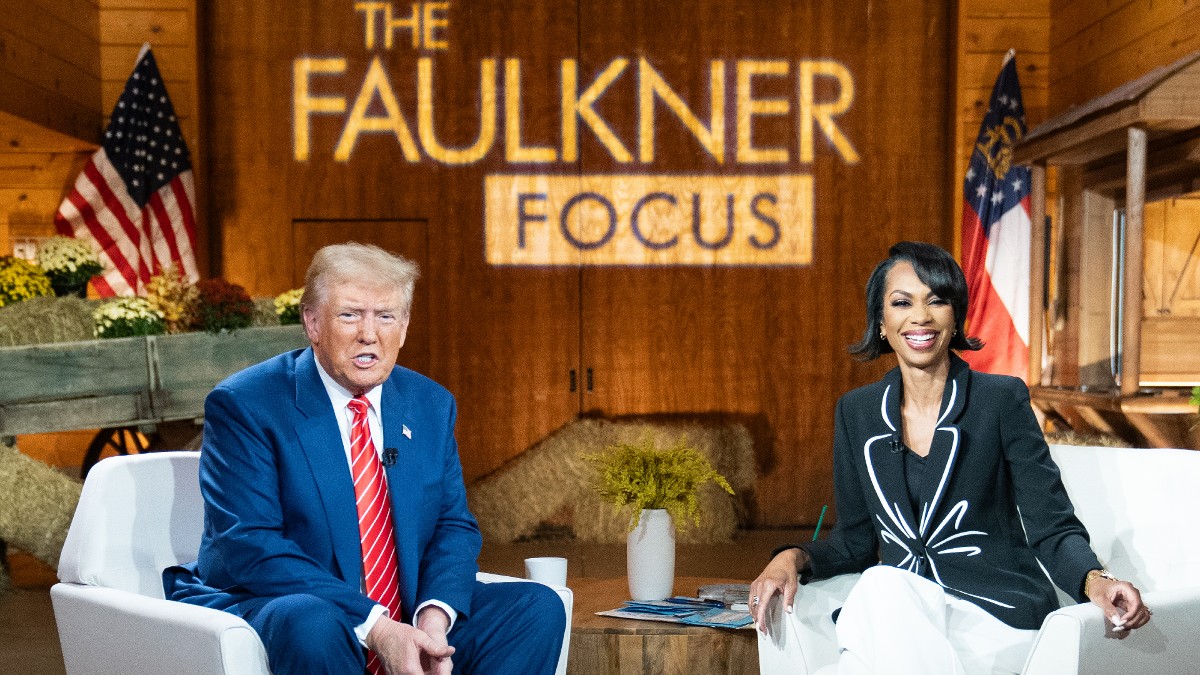 Donald Trump and Harris Faulkner at a Fox News town hall