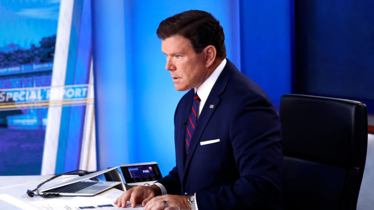 WASHINGTON, DC - AUGUST 13: Bret Baier during "Special Report with Bret Baier" at FOX News D.C. Bureau on August 13, 2024 in Washington, DC. (Photo by Paul Morigi/Getty Images)