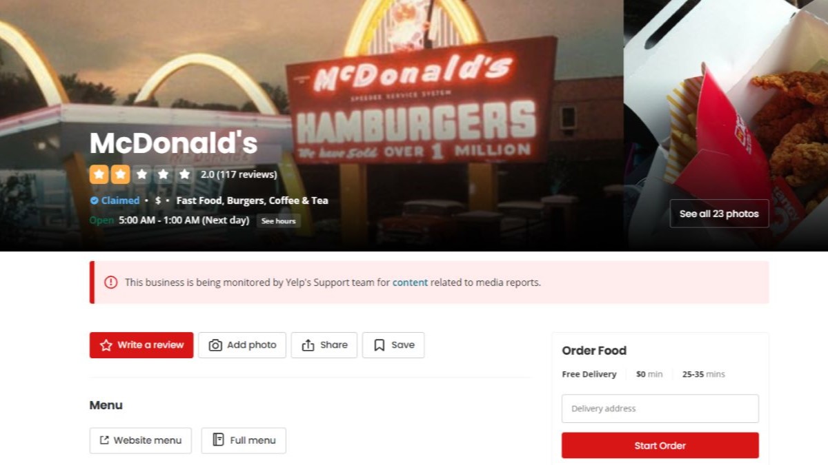 Donald Trump's McDonald's was review bombed at Yelp