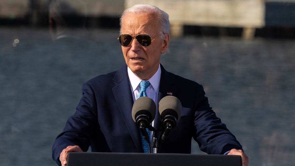 President Joe Biden speaking at the Port of Baltimore on October 29, 2024