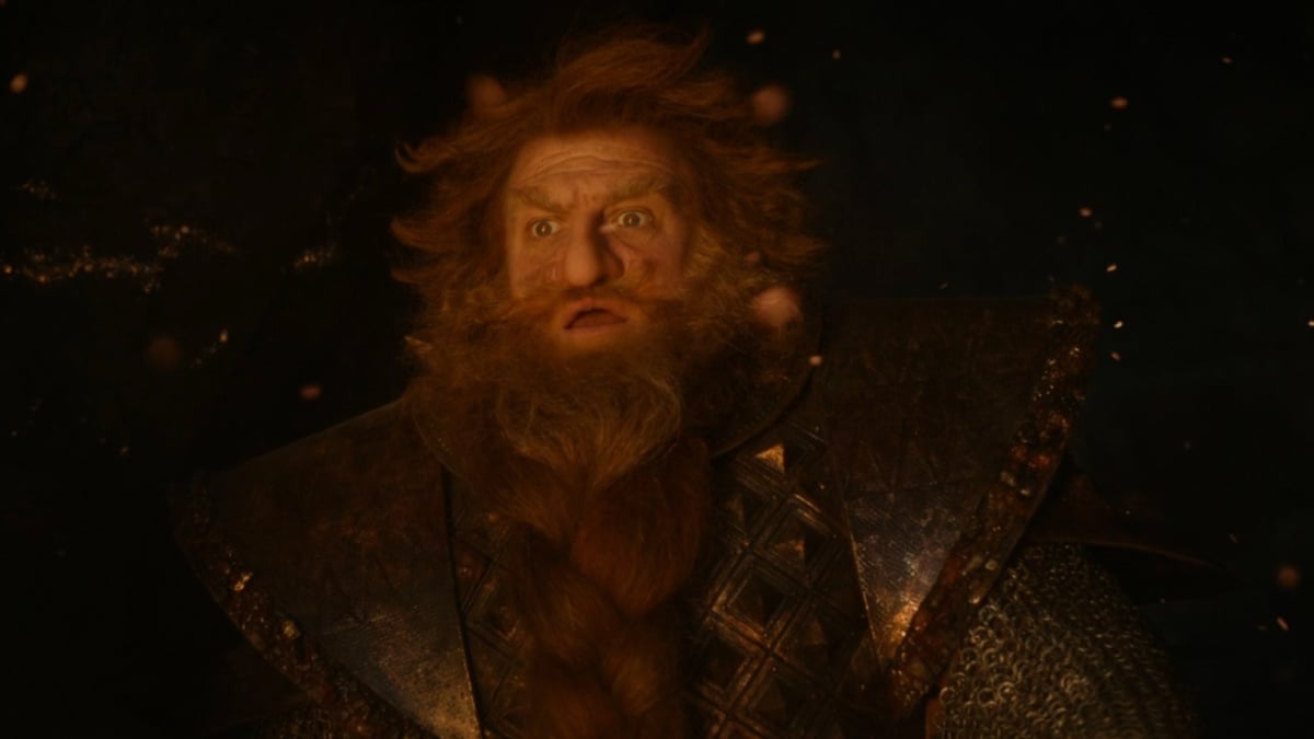 Prince Durin IV's face lit by flames, Rings of Power