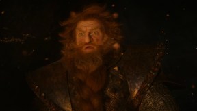 Prince Durin IV's face lit by flames, Rings of Power