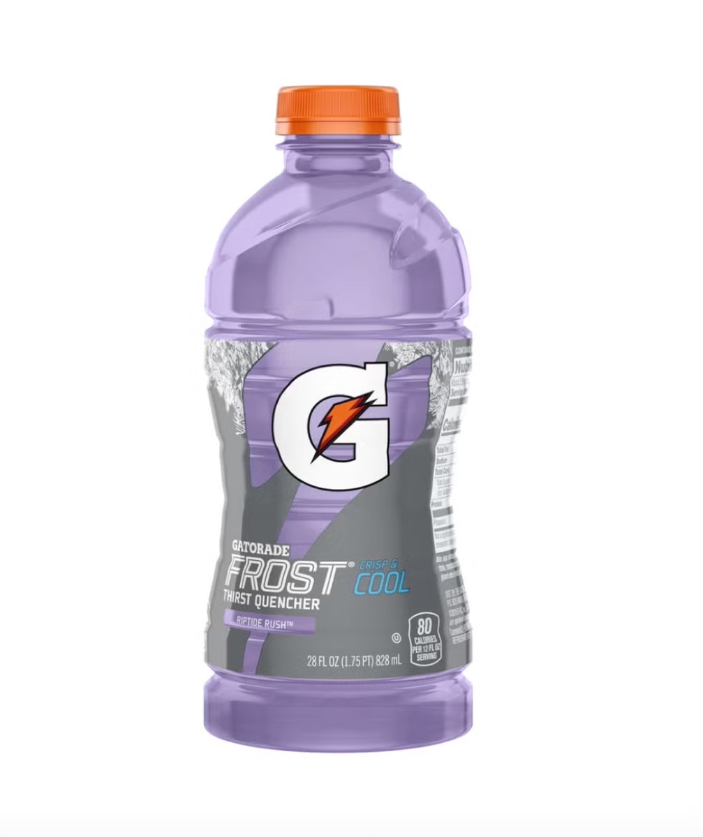 A bottle of Riptide Rush Gatorade