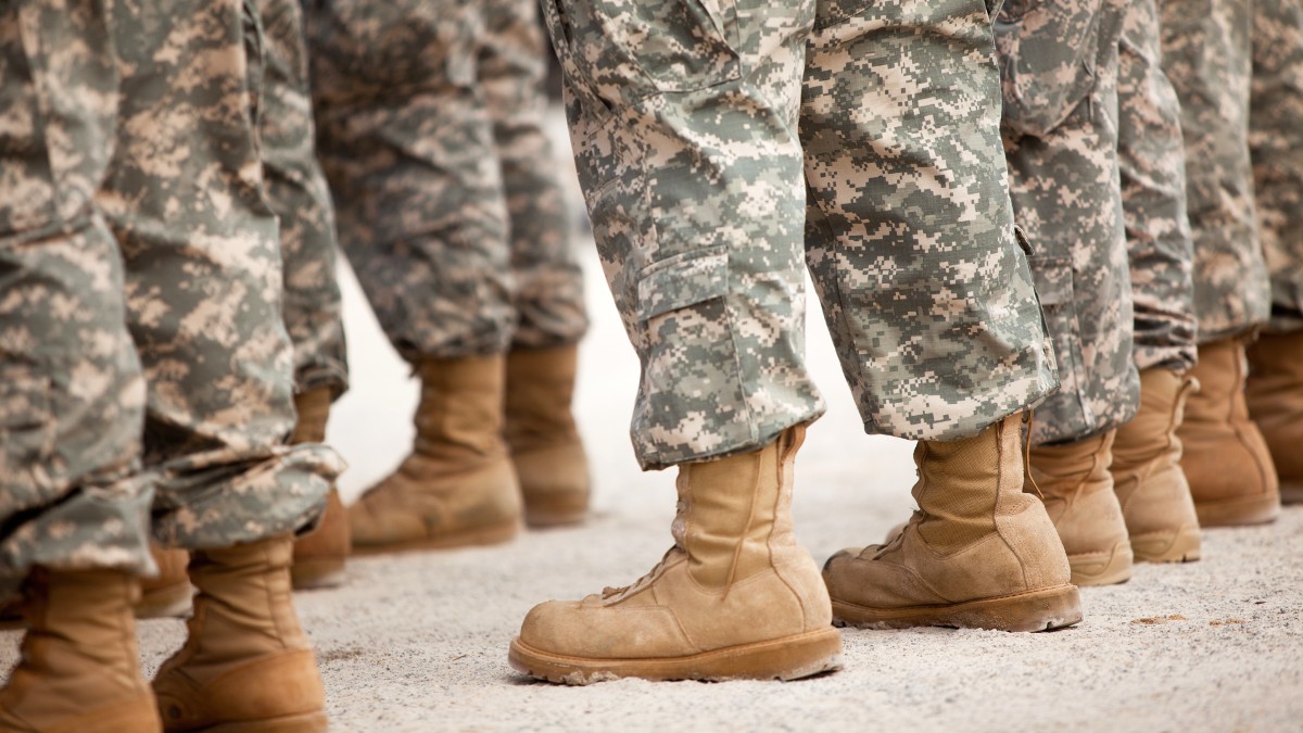 Soldiers feet standing in formation