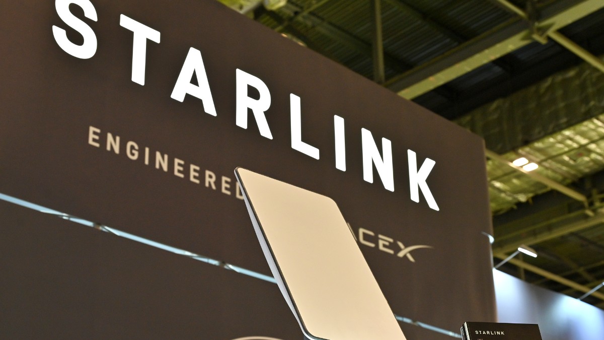 A Starlink display at the Everything Electric London 2024 event