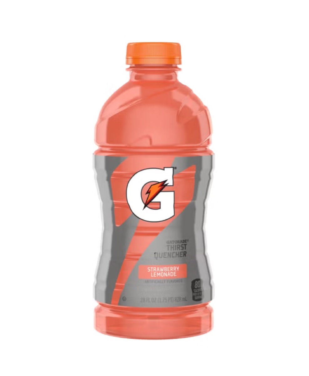 A bottle of Strawberry Lemonade Gatorade