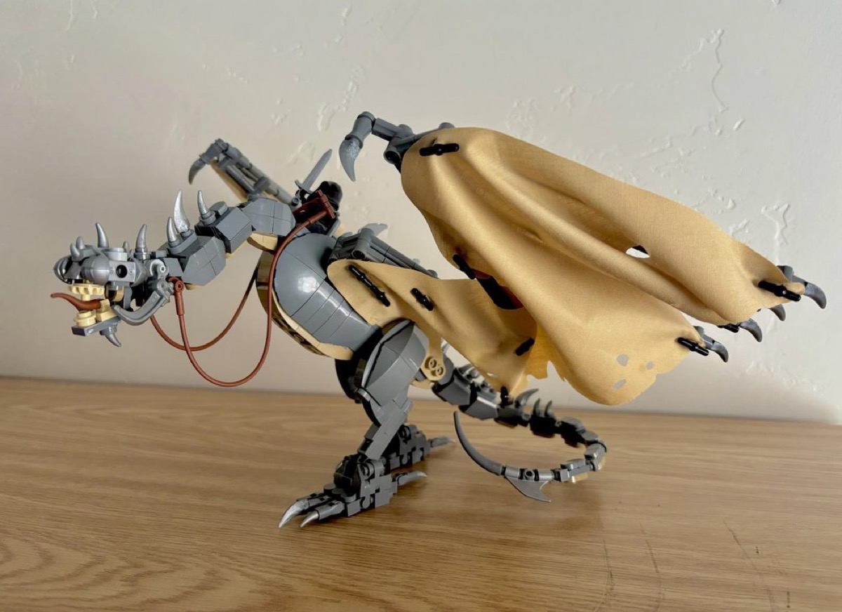 A custom LEGO design of The Fell Beast from "Lord of the Rings" 