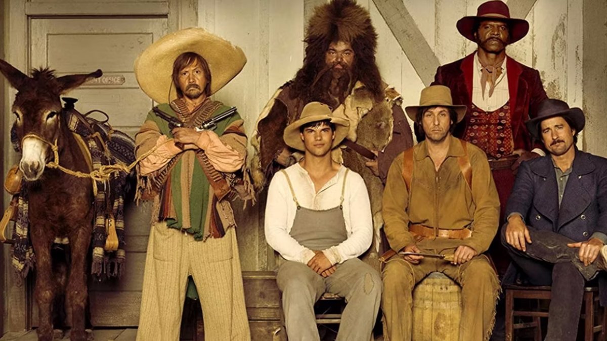 Adam Sandler, Rob Schneider, Luke Wilson, Terry Crews, Jorge Garcia and Taylor Lautner in The Ridiculous Six