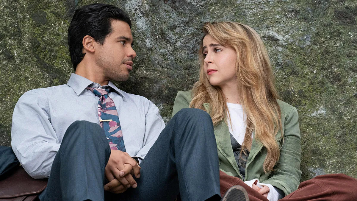 Carlos Valdez and Mae Whitman in 'Up Here' 