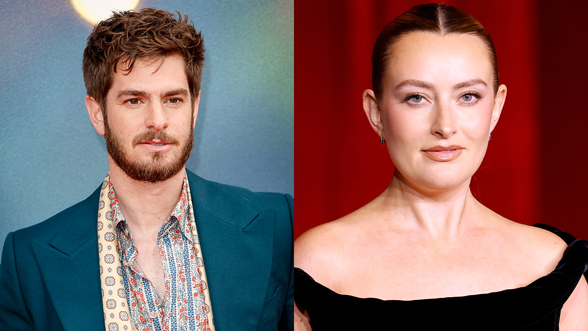 andrew garfield and amelia dimoldenberg on a carpet