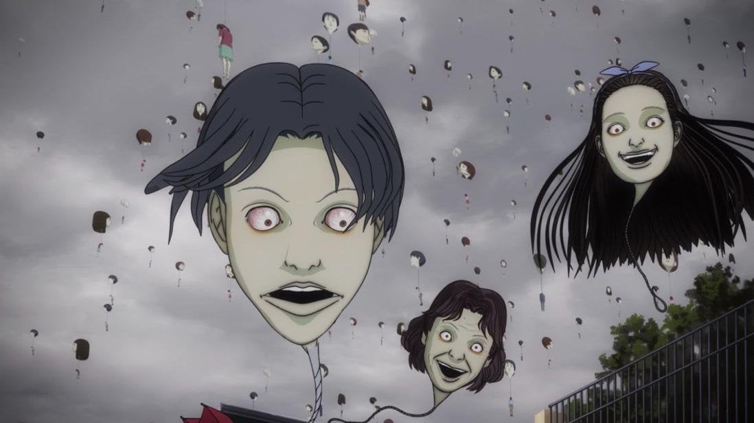 Decapitated heads floating as balloons from Junji Ito Maniac: Japanese Tales of the Macabre