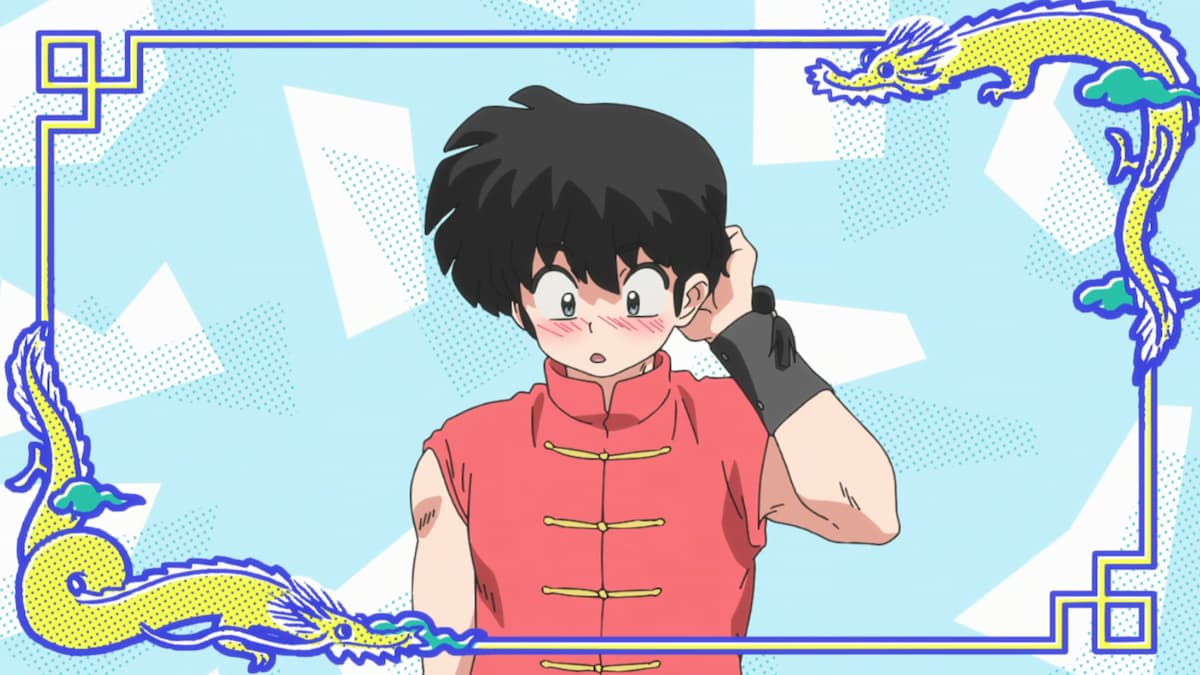 Male Ranma feeling embarrassed in Ranma 1/2