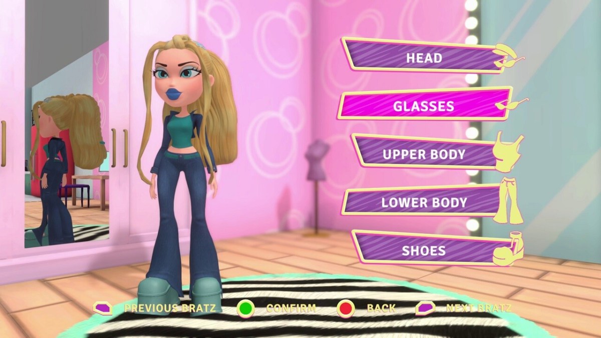 A screenshot from Bratz: Flaunt your fashion where the player customizes Cloe