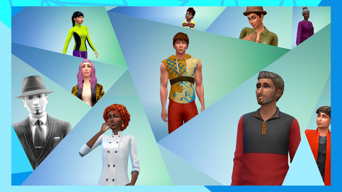 A collage of different Sims, with a wide array of looks