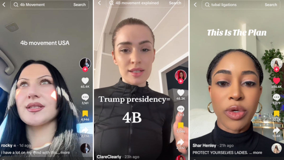 TikTok stills of American women discussing the 4B Movement