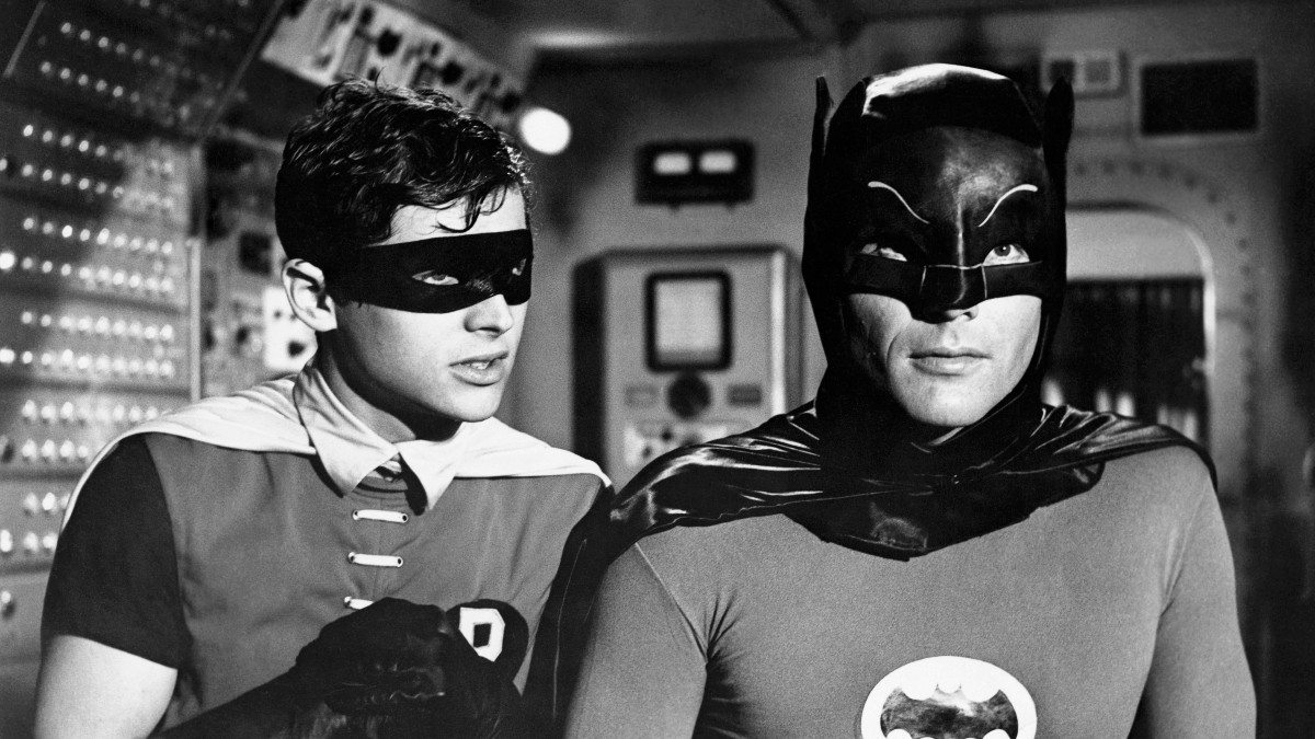 Burt Ward as Robin and Adam West as Batman in the original 1966 television series Batman.