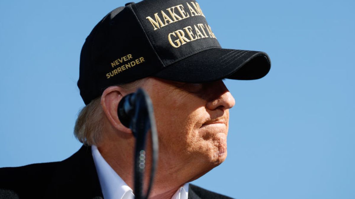 ALBUQUERQUE, NEW MEXICO - OCTOBER 31: Republican presidential nominee, former U.S. President Donald Trump looks on during a campaign rally at Albuquerque International Sunport on October 31, 2024 in Albuquerque, New Mexico. With less than a week until Election Day, Trump is campaigning for re-election in New Mexico and the battleground states of Nevada and Arizona on Thursday. (Photo by Chip Somodevilla/Getty Images)