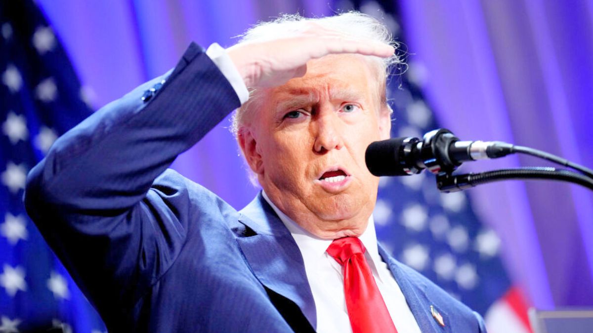 WASHINGTON, DC - NOVEMBER 13: U.S. President-elect Donald Trump speaks at a House Republicans Conference meeting at the Hyatt Regency on Capitol Hill on November 13, 2024 in Washington, DC. As is tradition with incoming presidents, Trump is traveling to Washington, DC to meet with U.S. President Joe Biden at the White House as well as meet with Republican congressmen on Capitol Hill. (Photo by Andrew Harnik/Getty Images)