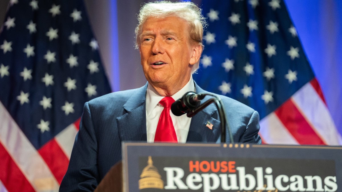 Donald Trump speaks at the Hyatt Regency on Capitol Hill on November 13, 2024