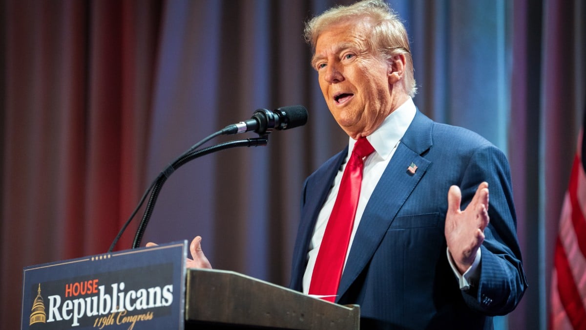 Donald Trump speaks at the House Republicans Conference on November 13