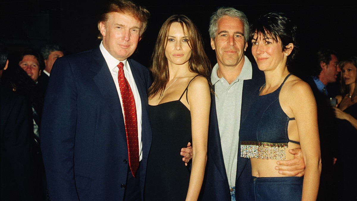 Donald and Melania Trump with Jeffrey Epstein and Ghislaine Maxwell at the Mar-a-Lago club in 2000