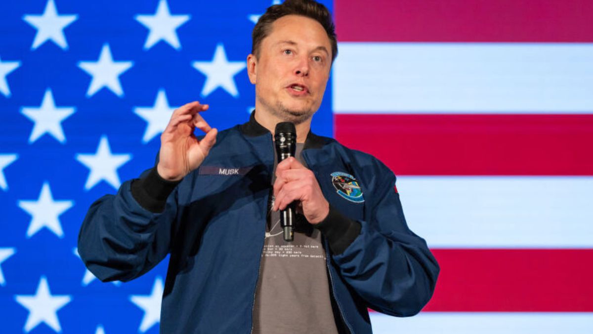 LANCASTER, PENNSYLVANIA - OCTOBER 26: SpaceX and Tesla founder Elon Musk speaks during an America PAC town hall on October 26, 2024 in Lancaster, Pennsylvania. Musk has donated more than $75 million to America PAC, which he co-founded with fellow Silicon Valley venture capitalists and tech businessmen to support Republican presidential nominee, former U.S. President Donald Trump. (Photo by Samuel Corum/Getty Images)