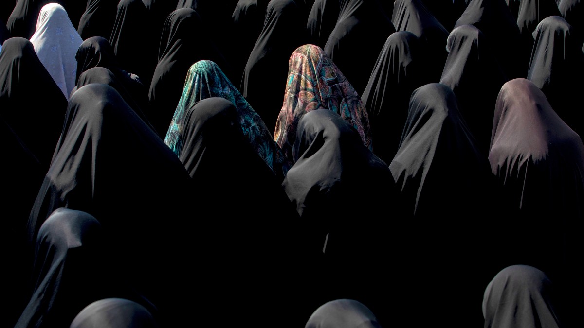 Iranian women praying at Tehran Mosque on October 4, 2024