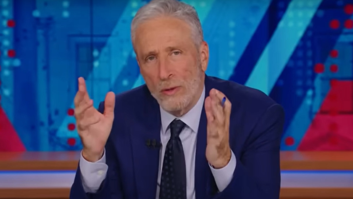 John Stewart during 'The Daily Show's live 2024 election broadcast