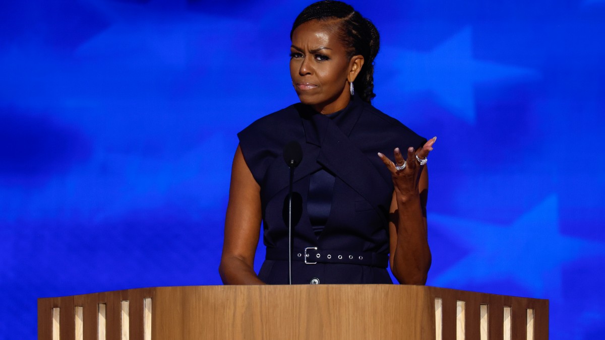 Michelle Obama speaking at the 2024 DNC