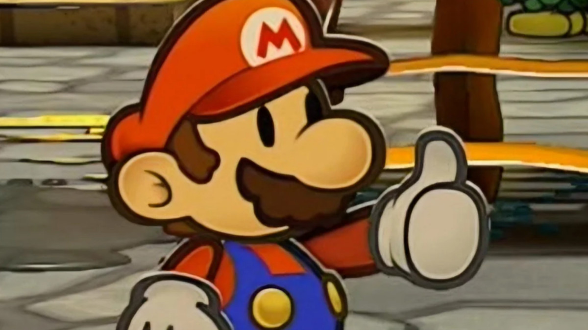 Paper Mario giving a thumbs up in Paper Mario: The Thousand Year Door