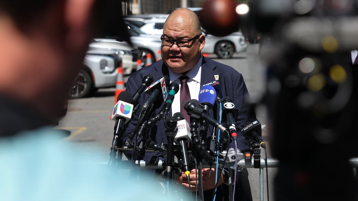 NEW YORK, NEW YORK - MAY 28: Trump campaign spokesman Steven Cheung speaks at a press conference during former U.S. President Donald Trump's hush money trial near Manhattan Criminal Court on May 28, 2024 in New York City. Closing arguments are under way in former U.S. President Trump's hush money trial. The former president faces 34 felony counts of falsifying business records in the first of his criminal cases to go to trial. (Photo by Michael M. Santiago/Getty Images)