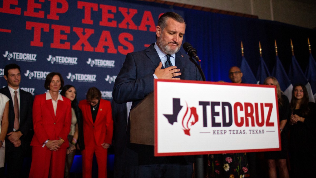 Ted Cruz speaks at his election watch party in Houston, TX, after winning re-election