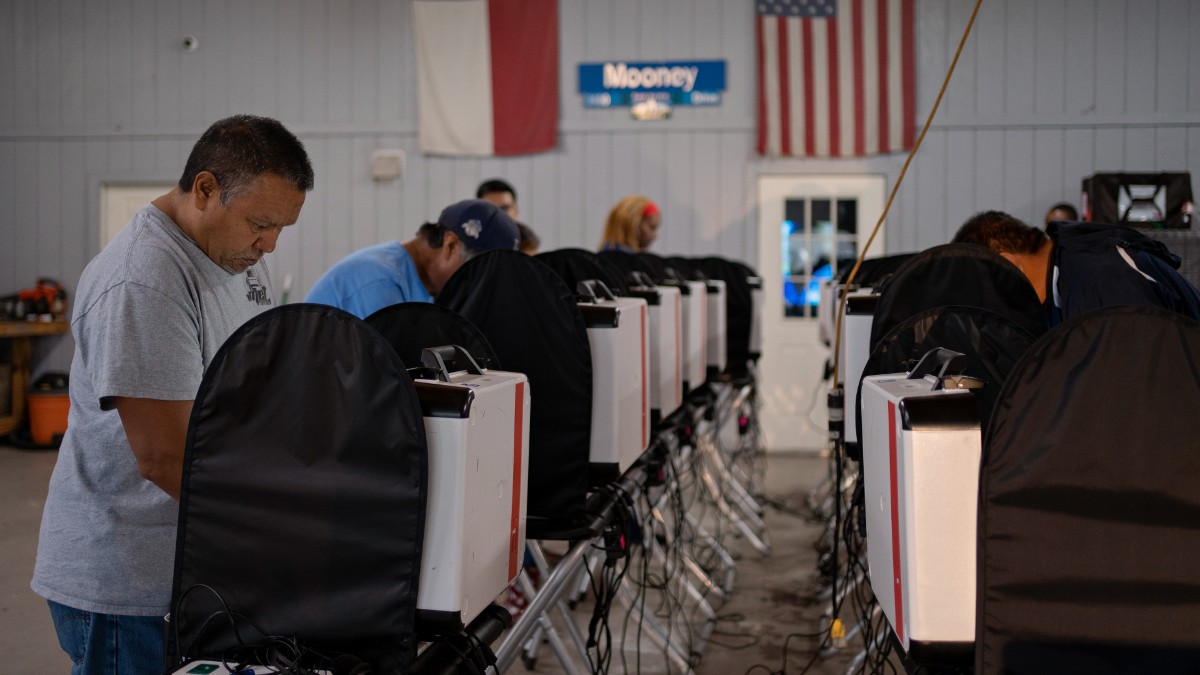 Texans vote at Westfield Road Volunteer Fire Department in Houston, TX, on Election Day