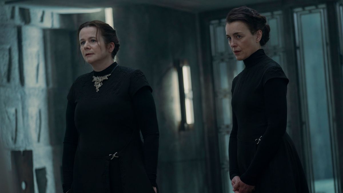 Emily Watson as Mother Superior Valya Harkonnen and Olivia Williams as Reverend Mother Tula Harkonnen in Dune: Prophecy