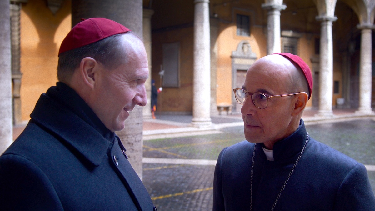 two cardinals staring at each other