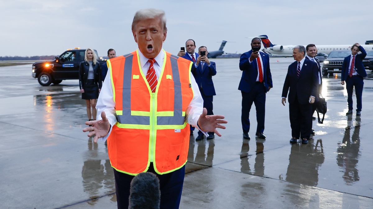 Donald Trump on a tarmac