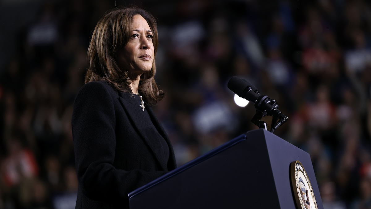 kamala harris at a podium