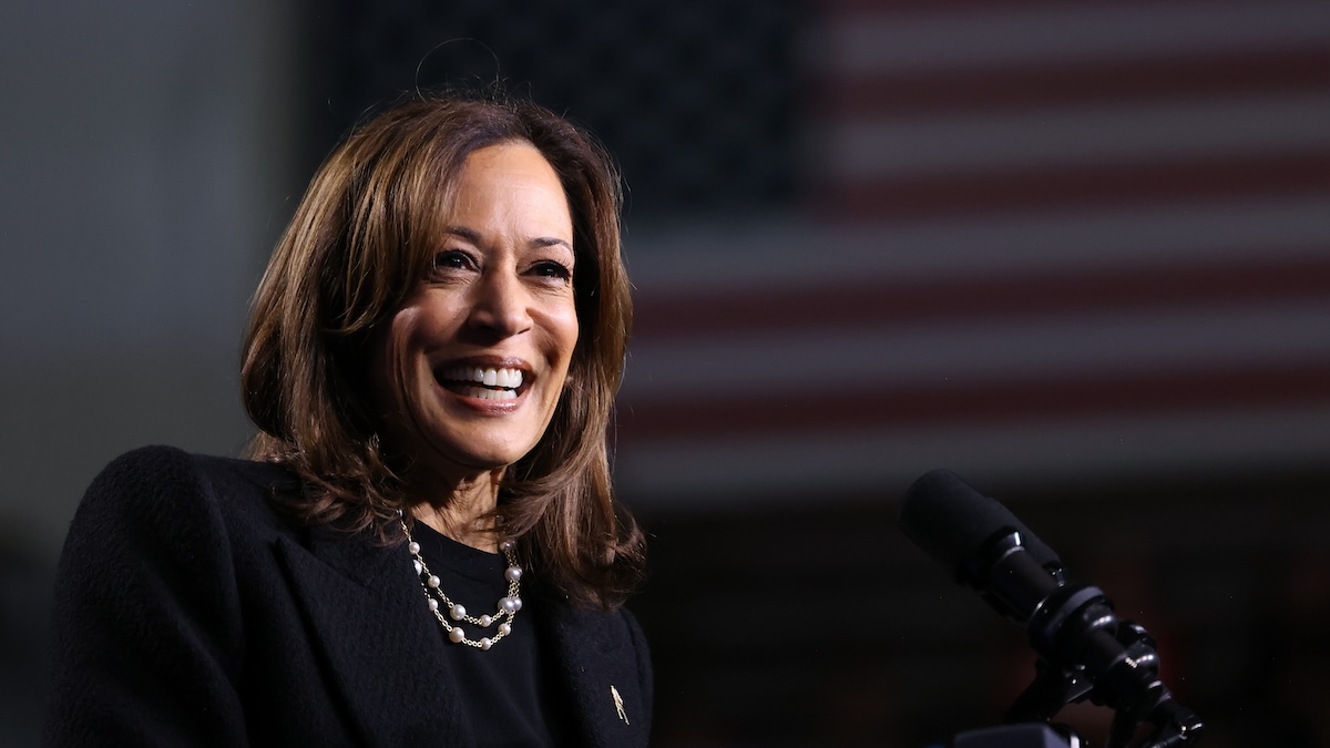 kamala harris at a podium